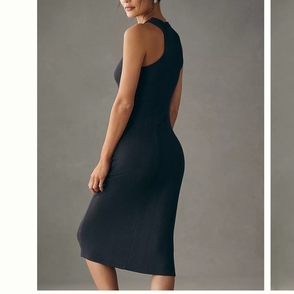 Anthropologie Daily Practice Slim Racer Midi Dress – Black – Size Medium - Picture 2 of 12